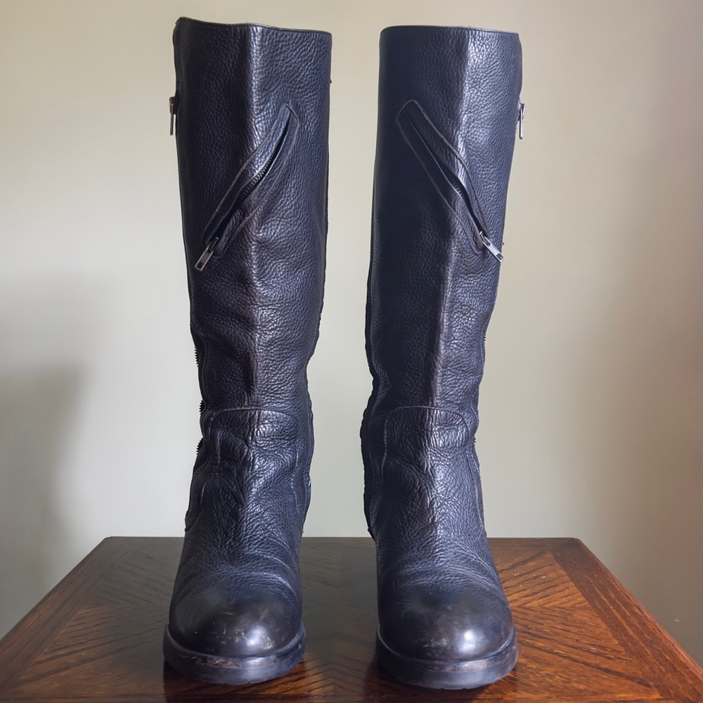 •Sold• Vera Wang Moto Boots, Leather Knee High Boots - Picture 3 of 7